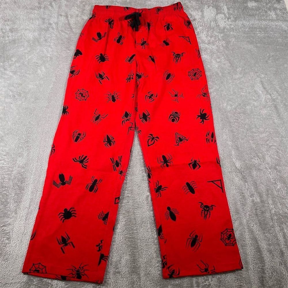 Marvel Spider-Man Spider Verse Men's Pajama‎ Pants Red Black Size S Adjustable